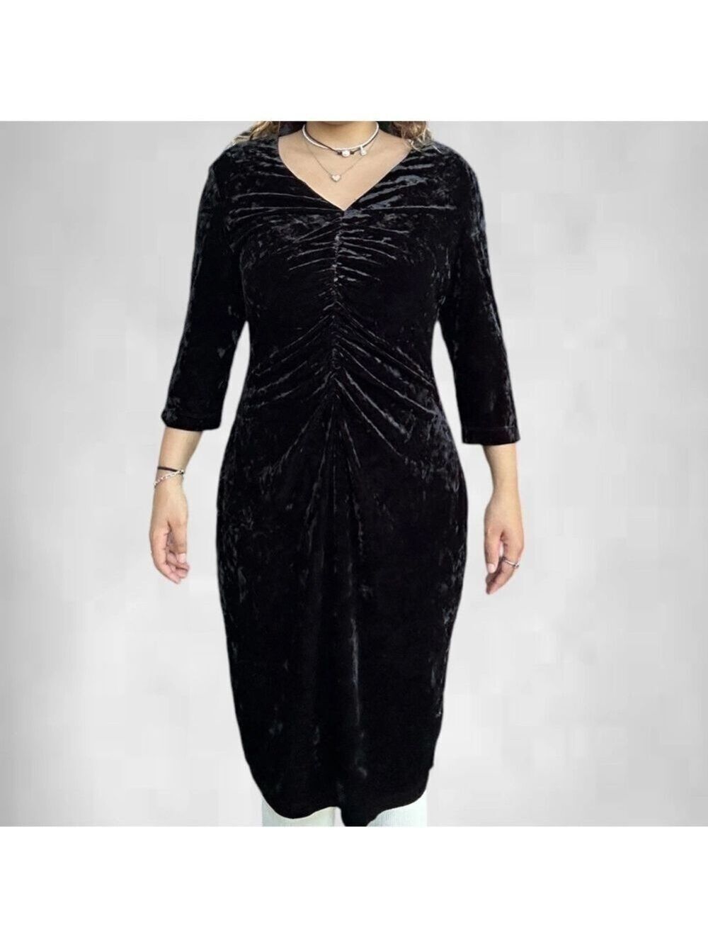 Vintage Julian Taylor Crushed Purple Velvet 90s Y2K Dark Romantic Midi Dress